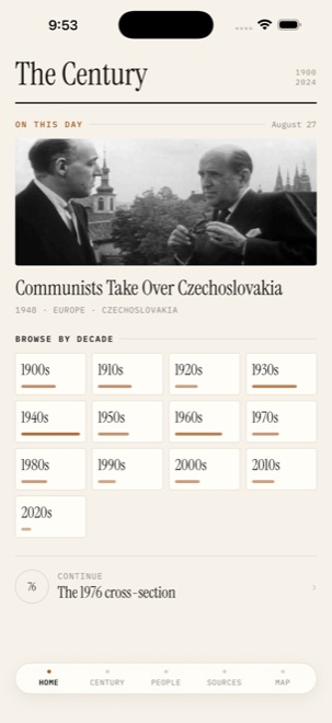 On this day, and the century browsable by decade