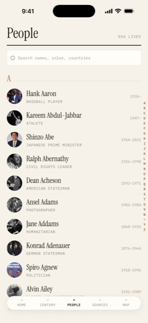 The index of people of the century