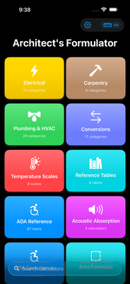 Architect's Formulator Home Screen