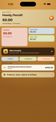 Bill-Craft Home Screen