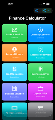 Finance Pro Home Screen