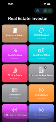 Real Estate Investor Home Screen