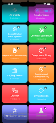 Chemical Engineering Formulator Home Screen