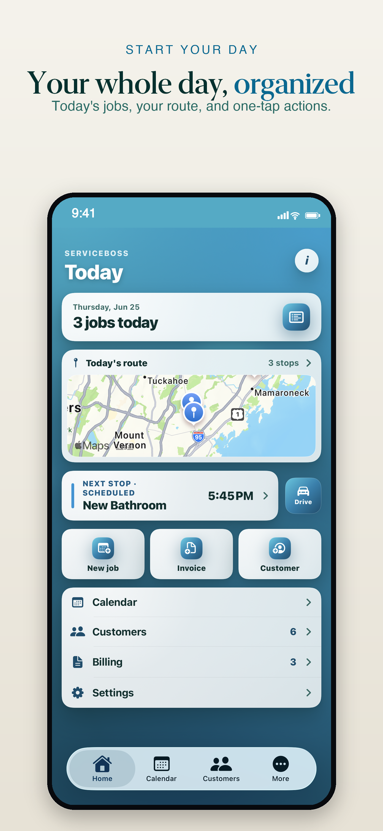 ServiceBoss Home Screen