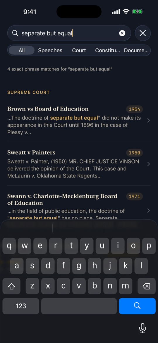 Full-text search with highlighted results