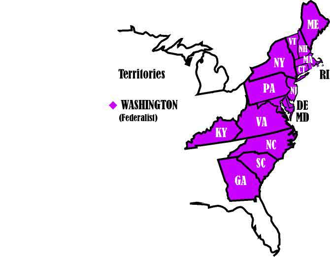 Electoral map of the 1792 election