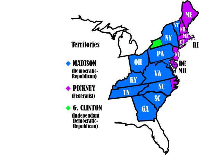 Electoral map of the 1808 election