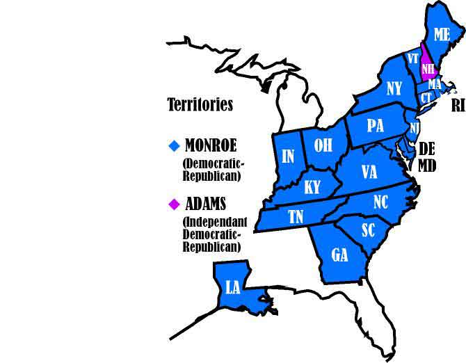 Electoral map of the 1820 election