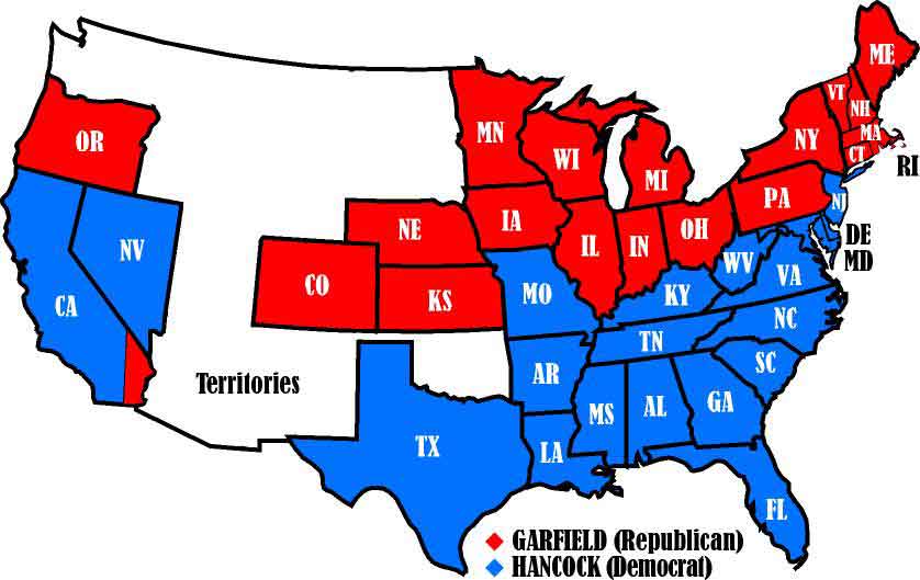 Electoral map of the 1880 election