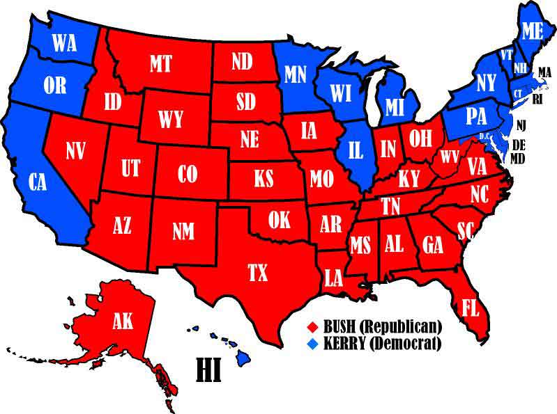 Electoral map of the 2004 election